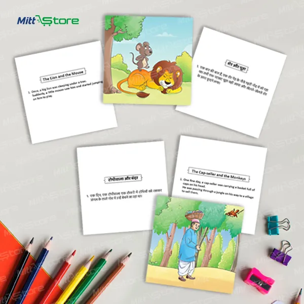 Multicolor Bilingual Story Cards for Kids | Hindi & English Kahani Cards for Storytelling, Vocabulary & Communication Skills | Educational Flashcards & Learning Materials | 3-6 Years Old Boys & Girls | PROD_44
