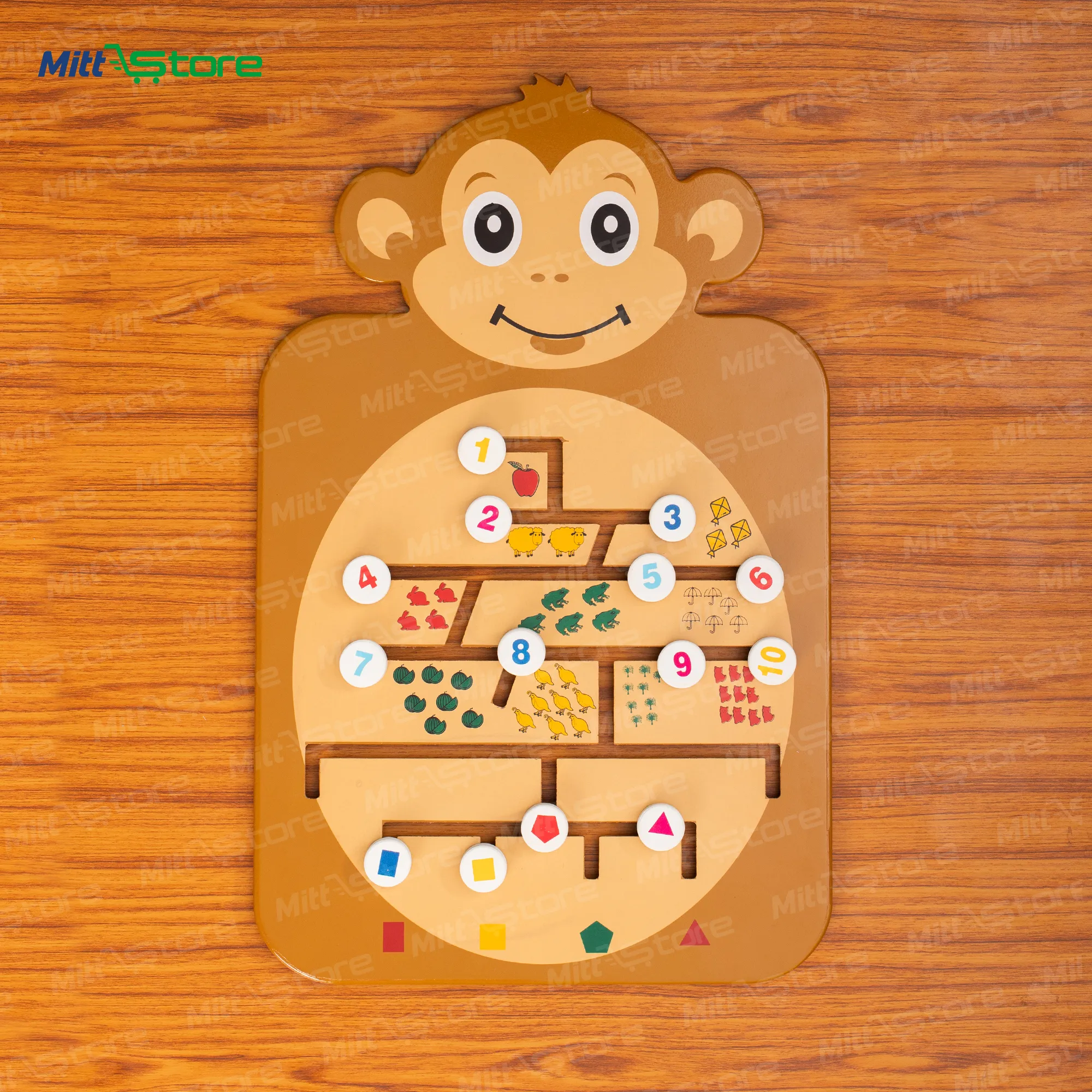 Wooden Monkey Activity Wall Board for Kids | Wall Mount Toy with Number Maze & Pathfinder | Fun Learning for Focus, Problem-Solving & Hand-Eye Coordination | 2-5 Years