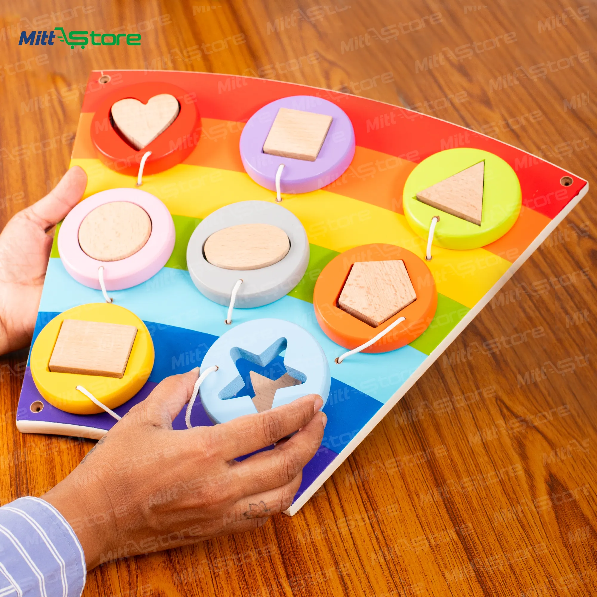 Rainbow Montessori Sensory Wall Panel for Kids | Wall Mount Activity Board with Spinners, Mirrors, Beads, Zigzag Maze, Shape Sorter & Spin Wheel | 2-5 Years