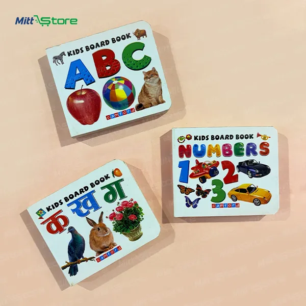 ABC, Numbers & Hindi Swar Learning Board Books Set for Kids | English Alphabets, Numbers & Hindi Vowels | Early Learning & Counting Books | 1-4 Years