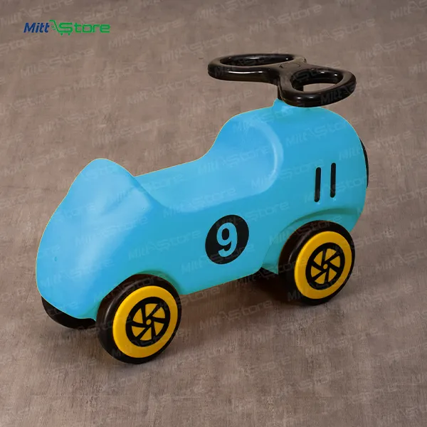 Blue and Yellow Car Rocker Ride-On Toy for Toddlers | 2-in-1 Rocking Scooter with High Backrest | Indoor Outdoor Play