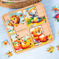 Wild Animals Wooden Puzzle Board – Meet the Jungle Buddies