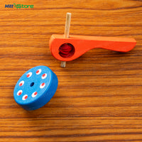 Wooden Spinning Top with Pull Launcher – Classic Montessori Toy for Kids