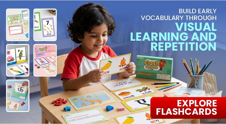 	build early vocabulary through visual learning - flashcards